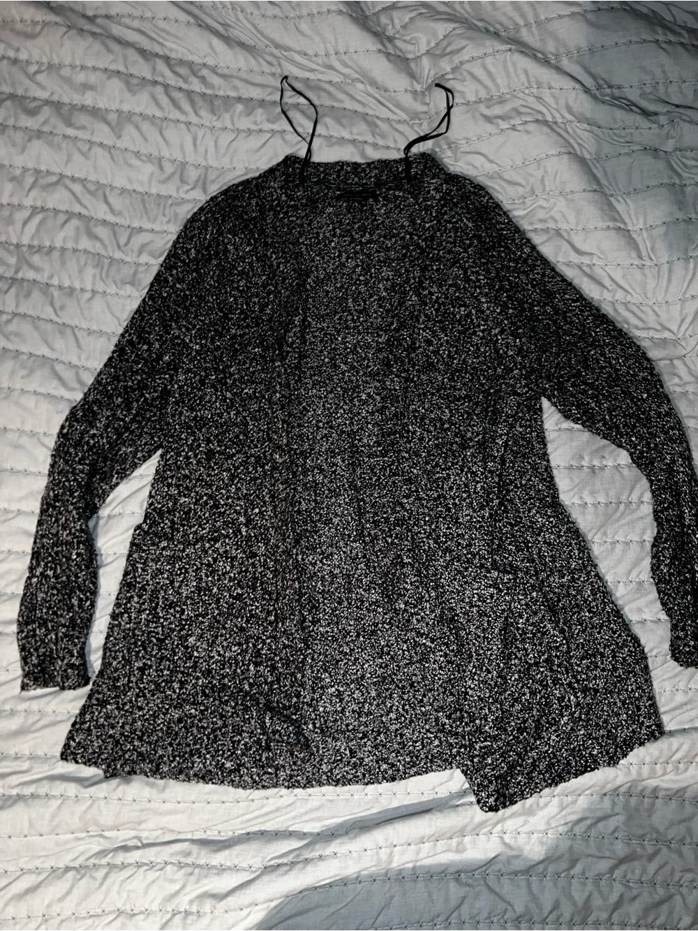 American Eagle Outfitters Black Marled Open Front Cardigan